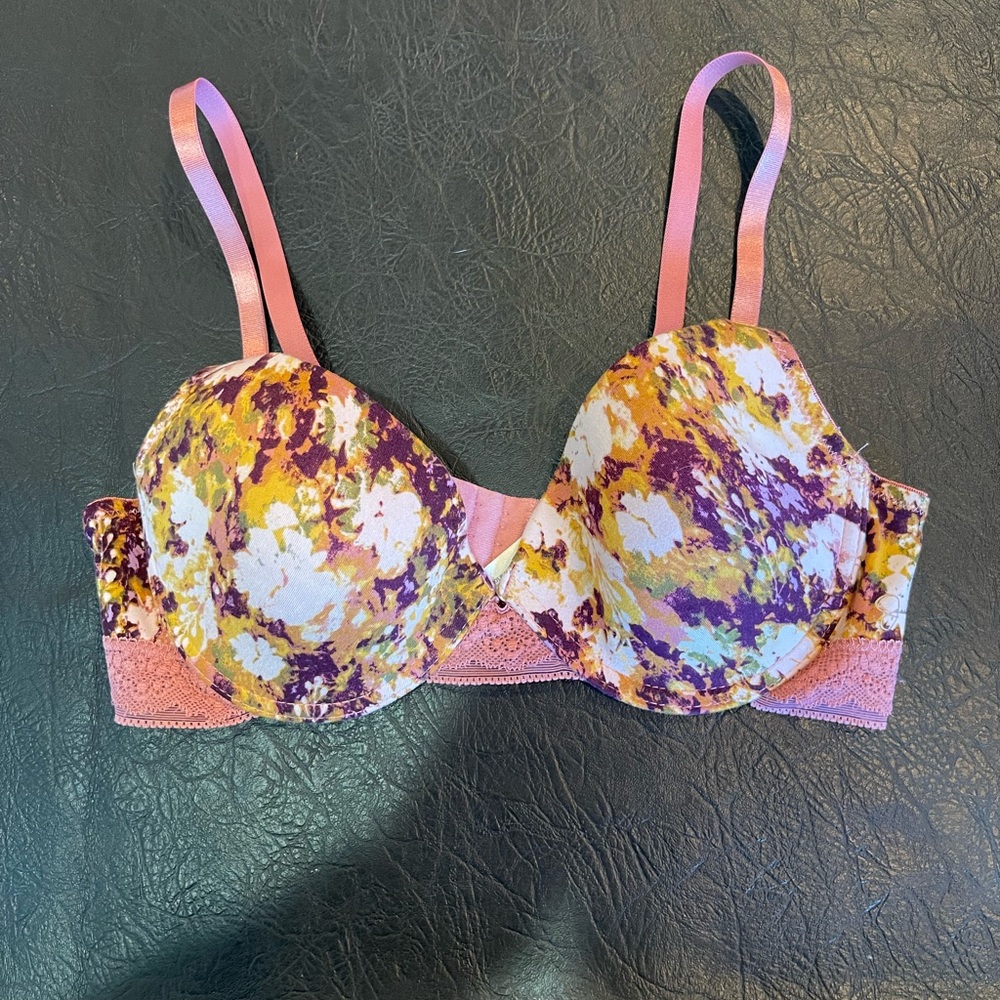 Jessica Simpson floral pink/wine push up bra 34B